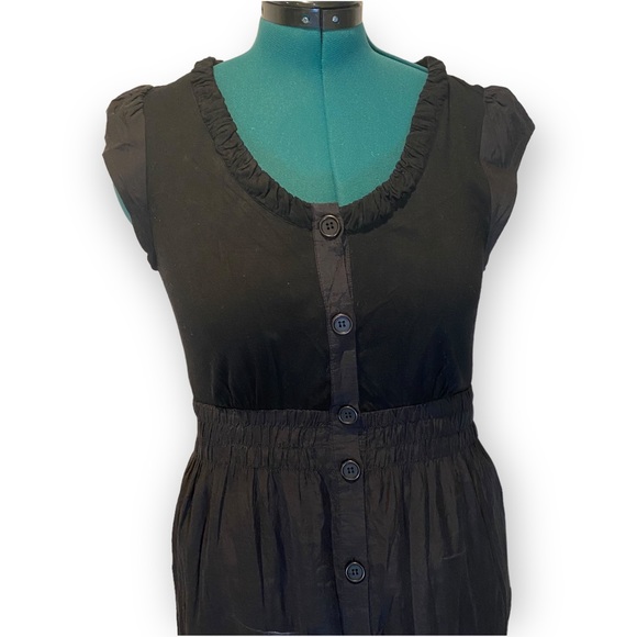 2for$35 Vintage Baia Black Midi Elastic Waist Buttoned Dress Size 8 - Picture 4 of 15